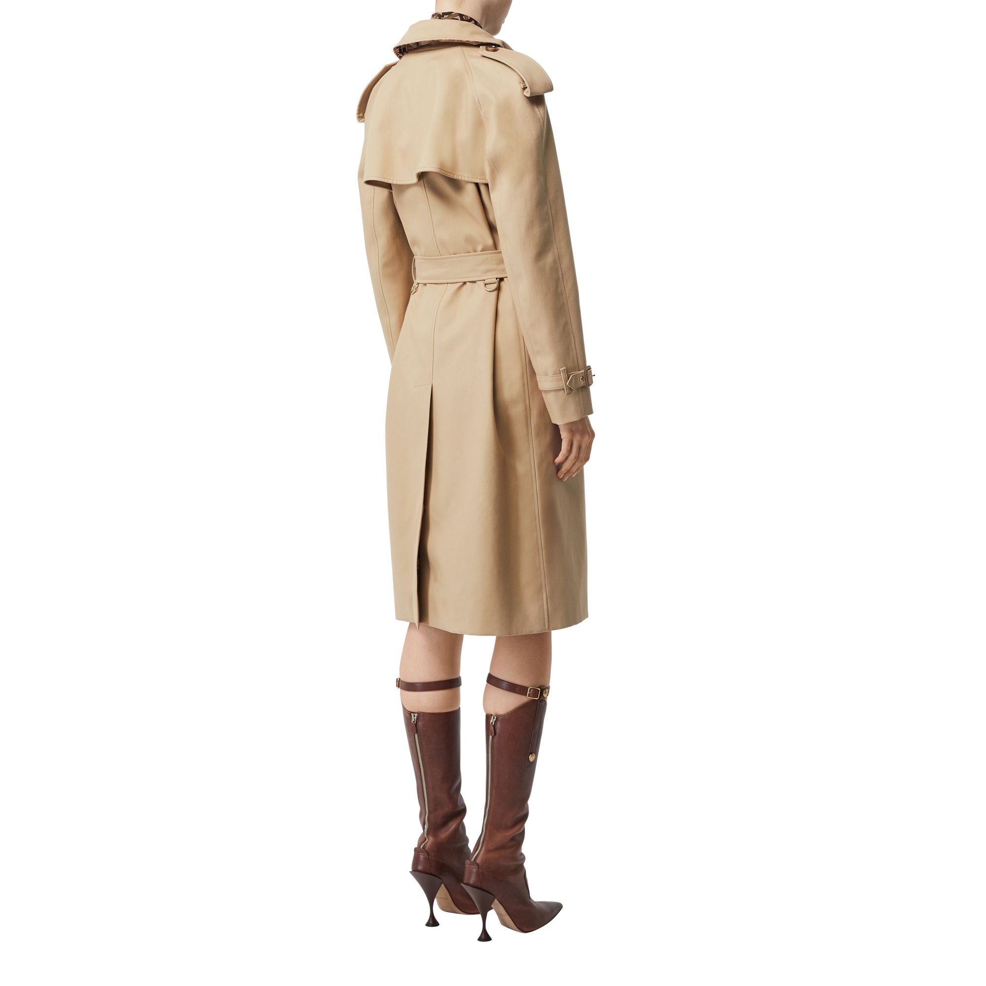 Trench en gabardine de coton avec doublure à imprimé d'archive - Miel