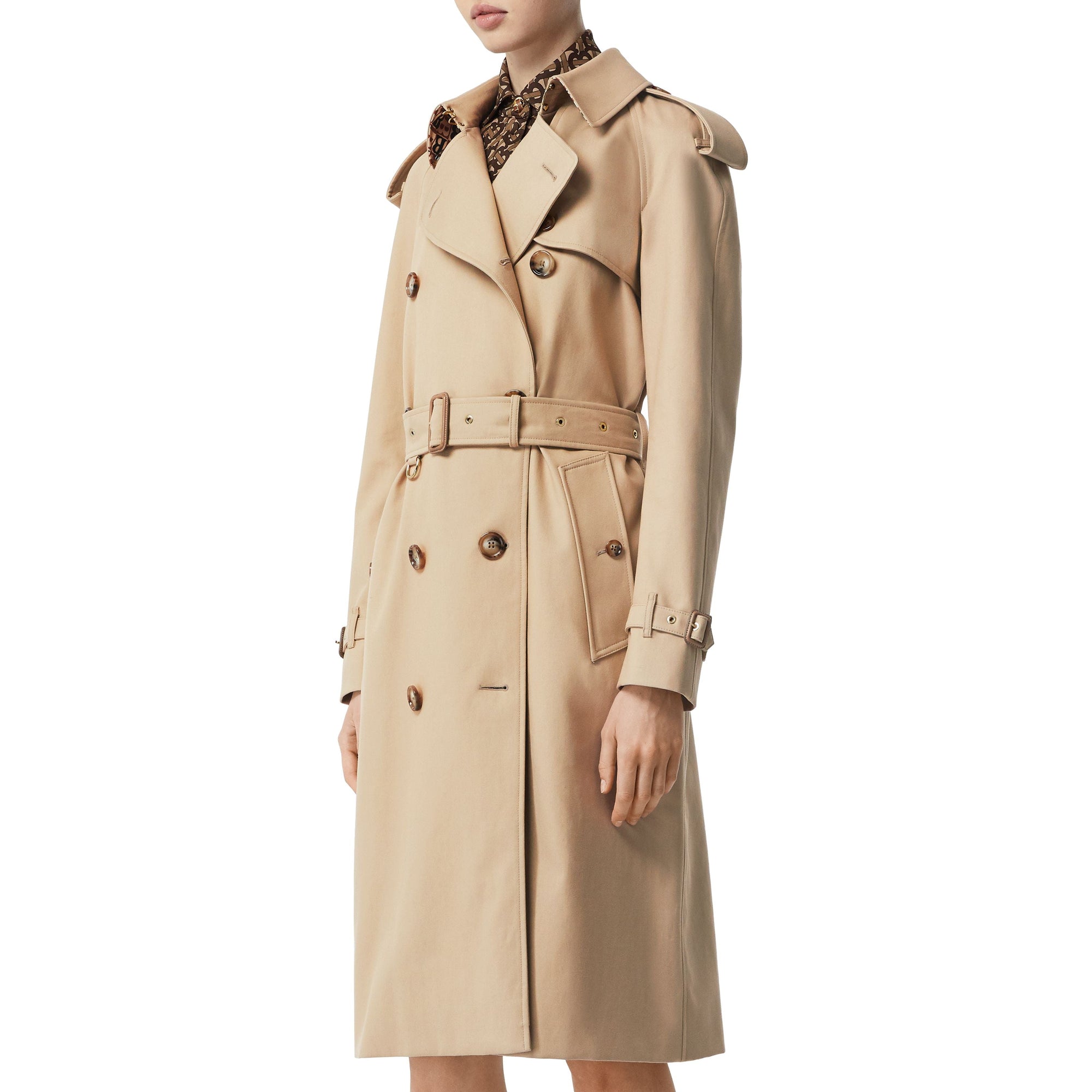 Trench en gabardine de coton avec doublure à imprimé d'archive - Miel