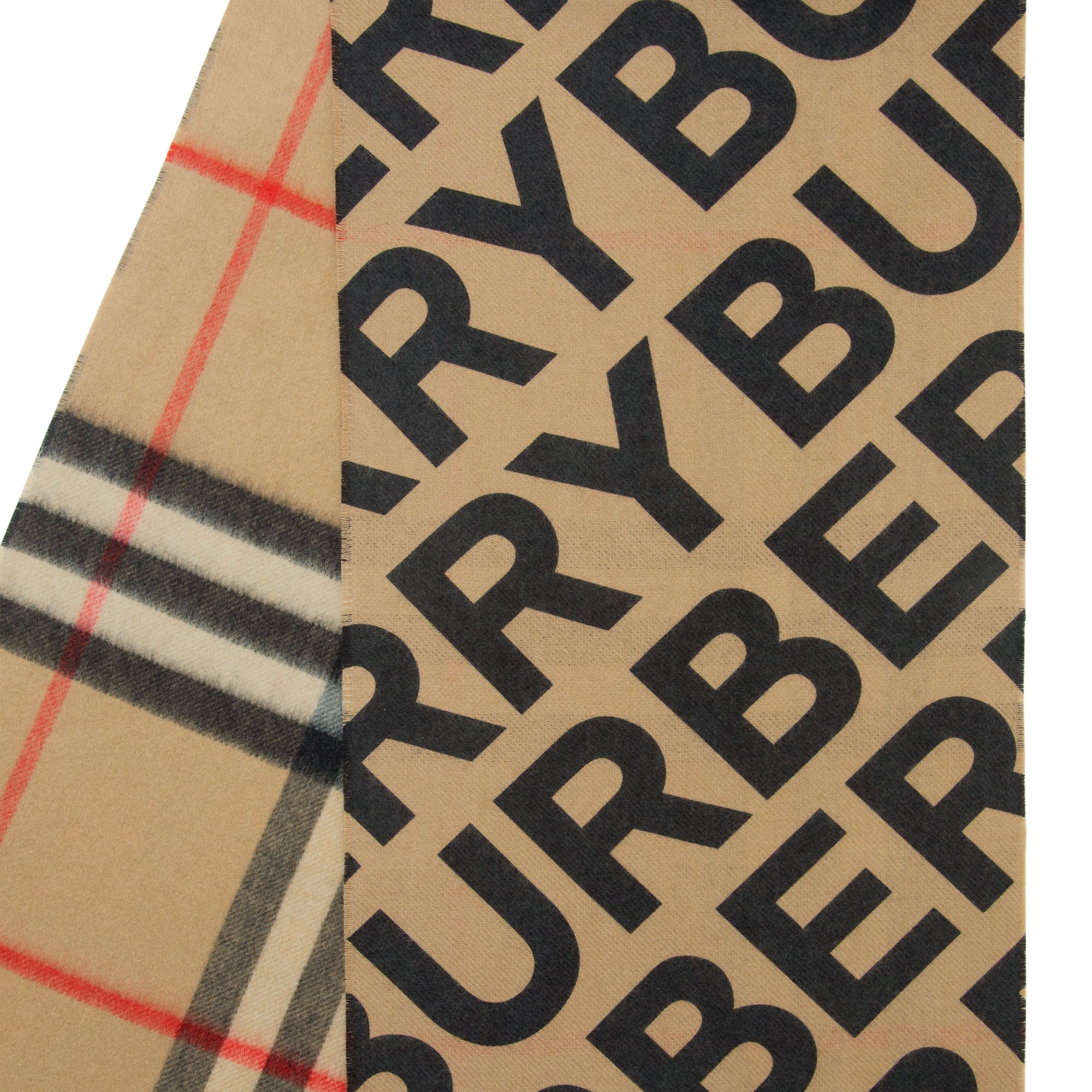 Écharpe en cachemire check avec logo - Noir