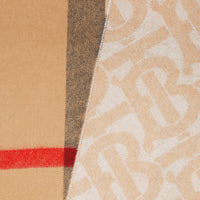 Écharpe réversible en cachemire check et monogram - Albâtre