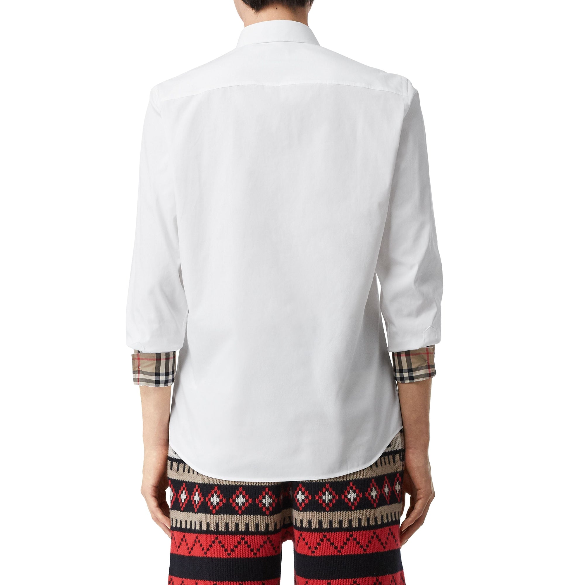 WHITE Chemise en popeline de coton stretch avec emblème du Cavalier brodé