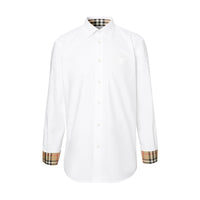 WHITE Chemise en popeline de coton stretch avec emblème du Cavalier brodé