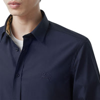 NAVY Chemise slim en coton stretch avec emblème du Cavalier brodé