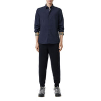 NAVY Chemise slim en coton stretch avec emblème du Cavalier brodé