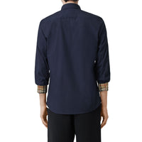 NAVY Chemise slim en coton stretch avec emblème du Cavalier brodé