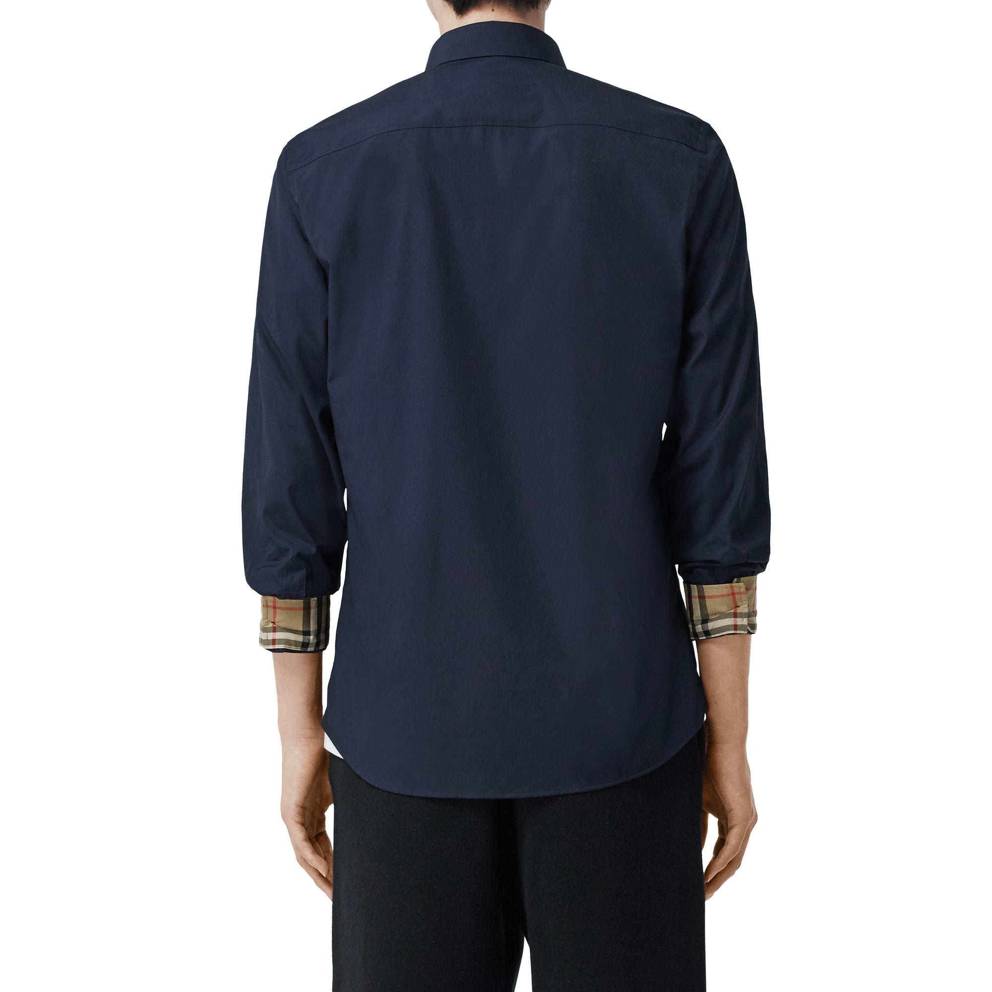 NAVY Chemise slim en coton stretch avec emblème du Cavalier brodé
