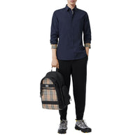 NAVY Chemise slim en coton stretch avec emblème du Cavalier brodé