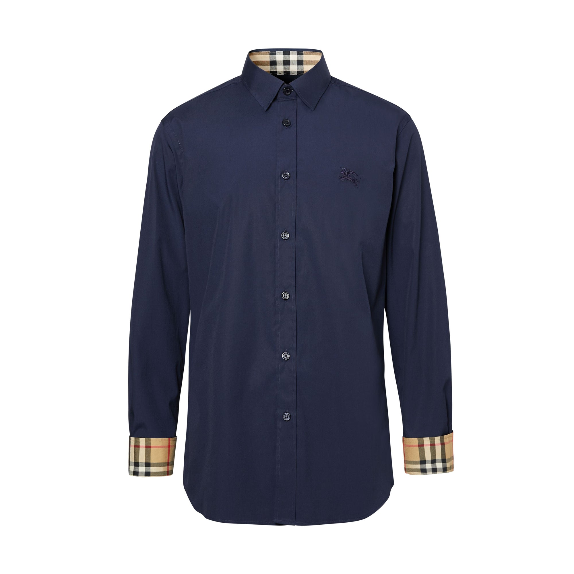 NAVY Chemise slim en coton stretch avec emblème du Cavalier brodé