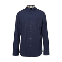 NAVY Chemise slim en coton stretch avec emblème du Cavalier brodé