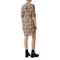 Robe chemise ceinturée en coton stretch Vintage check - Beige d'Archive
