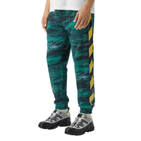 Pantalon de survêtement en coton à imprimé marin avec bandes - Bleu canard intense