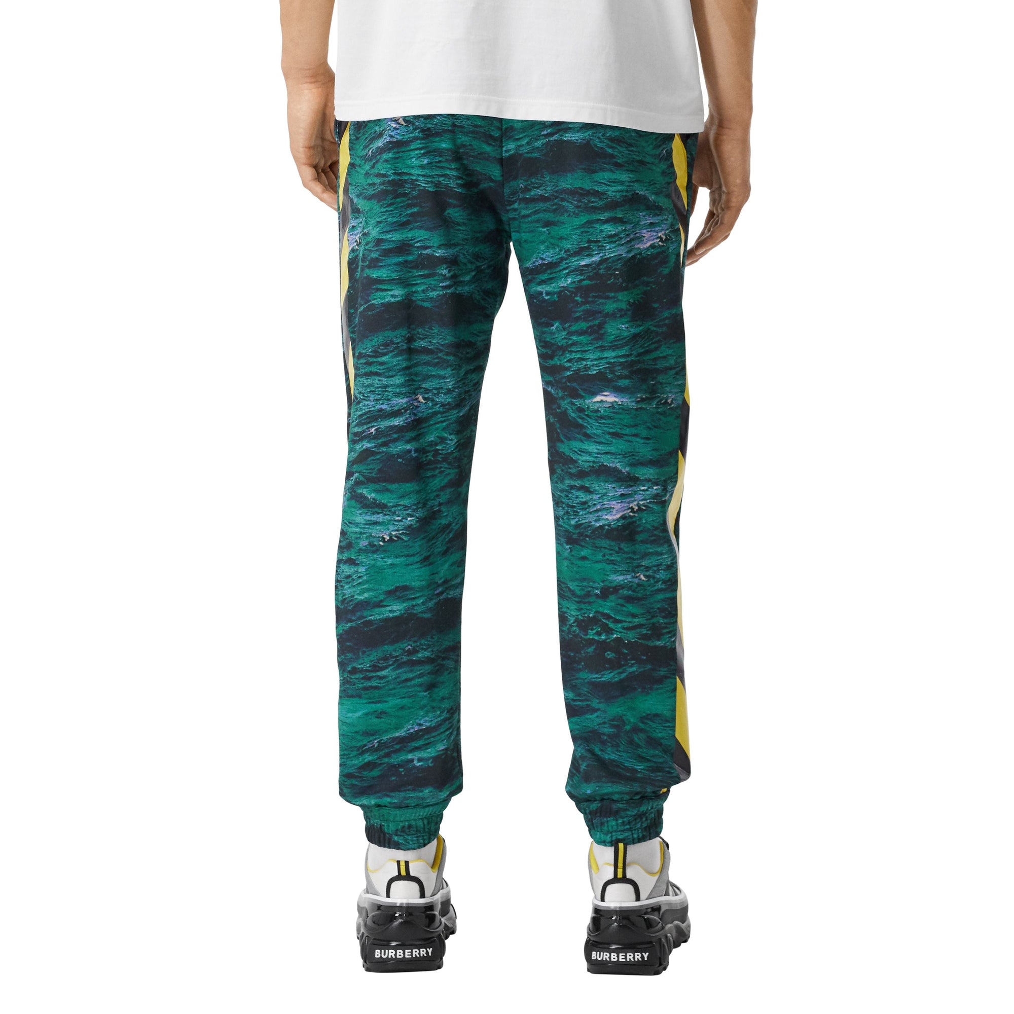 Pantalon de survêtement en coton à imprimé marin avec bandes - Bleu canard intense