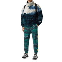 Pantalon de survêtement en coton à imprimé marin avec bandes - Bleu canard intense