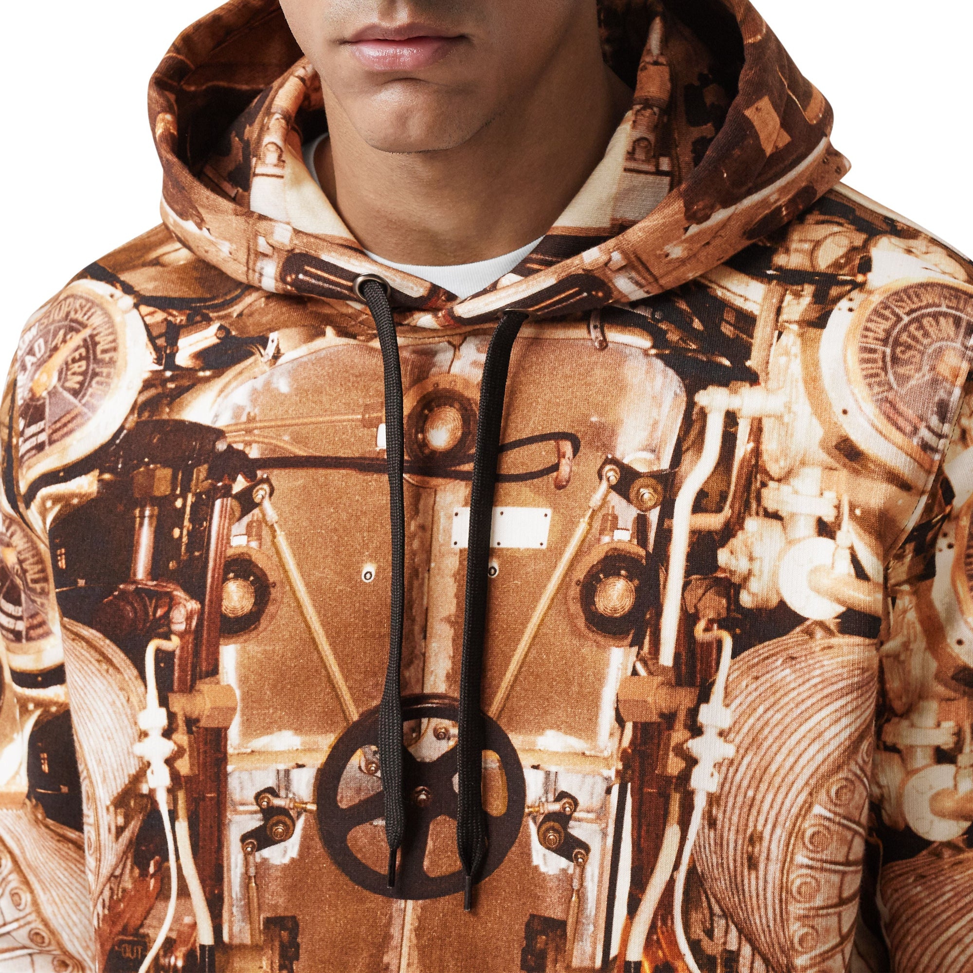 Sweat-shirt à capuche en coton à imprimé sous-marin - Bronze
