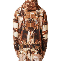 Sweat-shirt à capuche en coton à imprimé sous-marin - Bronze