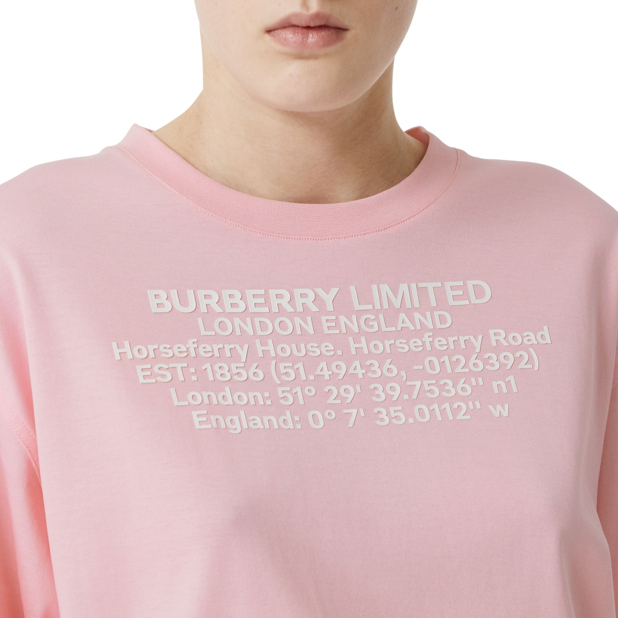 CANDY PINK Haut oversize à manches longues en coton avec coordonnées géographiques