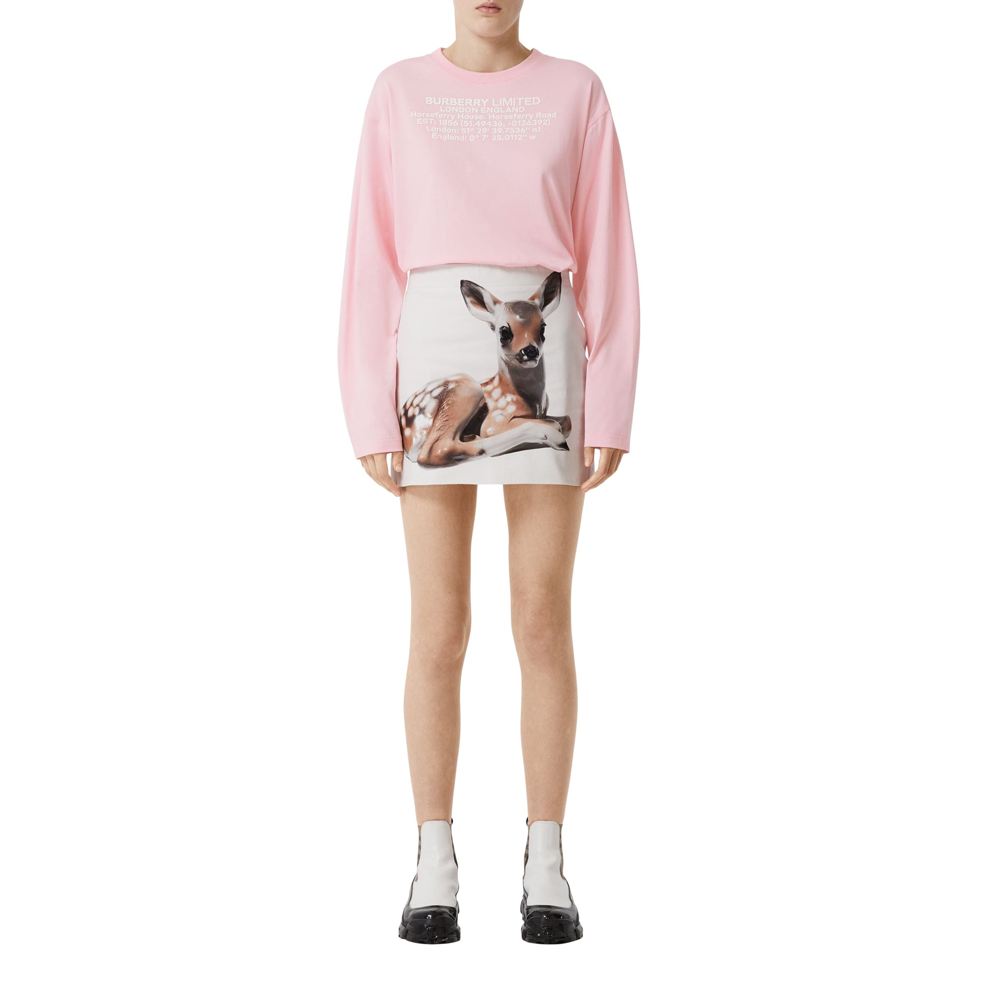 CANDY PINK Haut oversize à manches longues en coton avec coordonnées géographiques