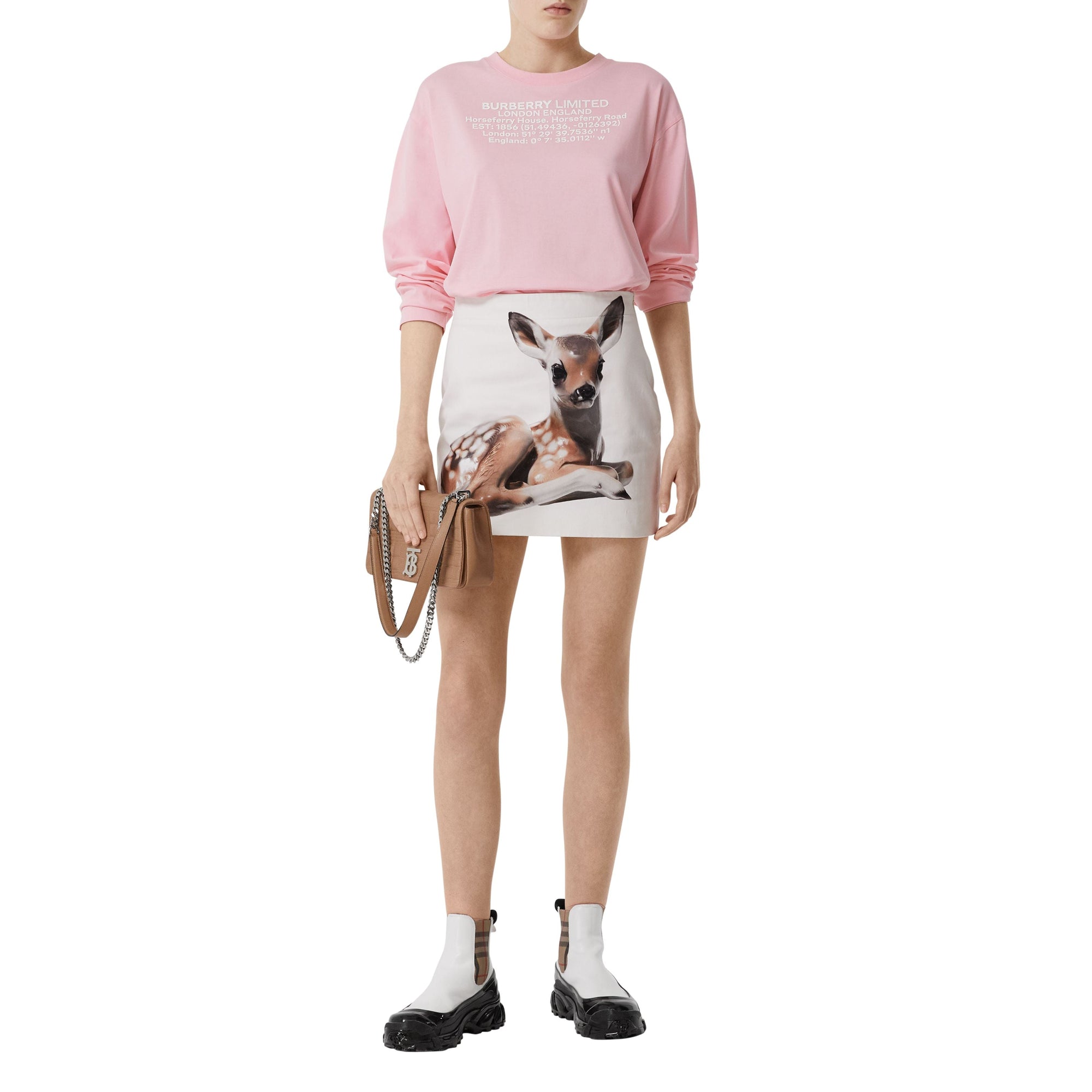 CANDY PINK Haut oversize à manches longues en coton avec coordonnées géographiques