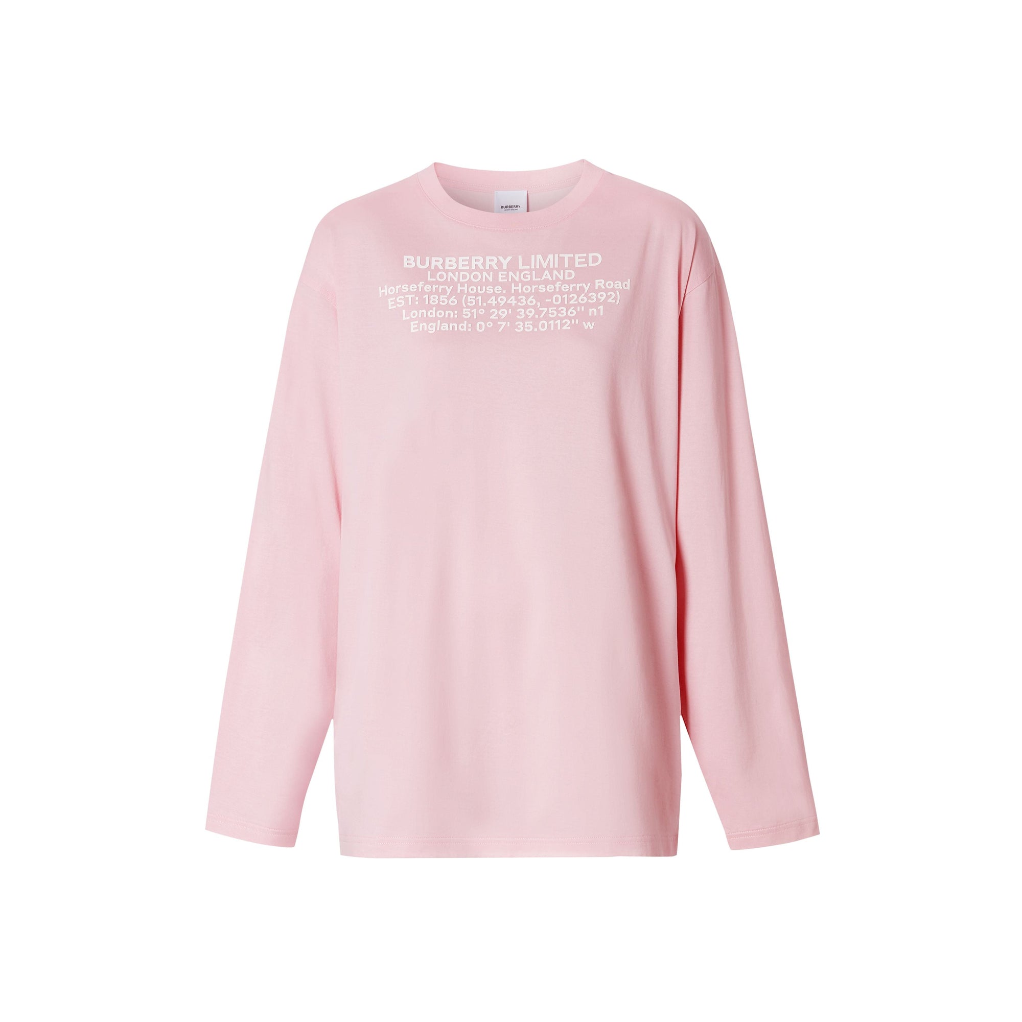 CANDY PINK Haut oversize à manches longues en coton avec coordonnées géographiques