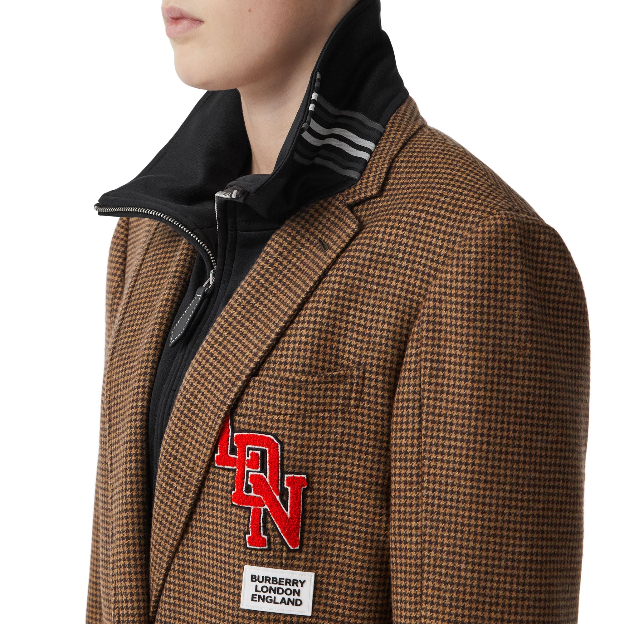 BROWN Manteau habillé check et pied de poule façon haut de survêtement