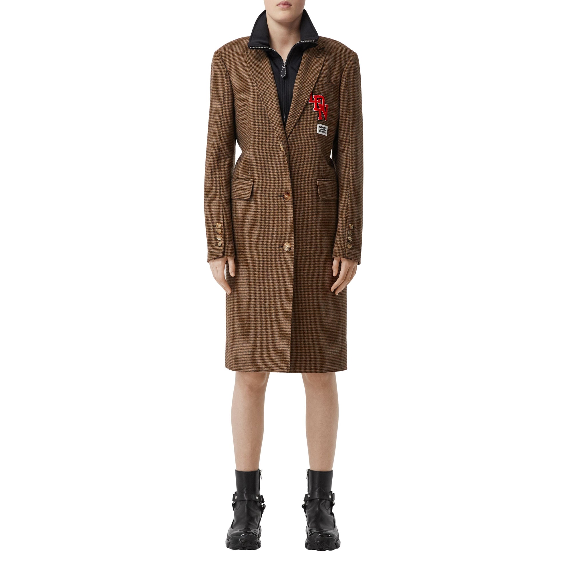 BROWN Manteau habillé check et pied de poule façon haut de survêtement