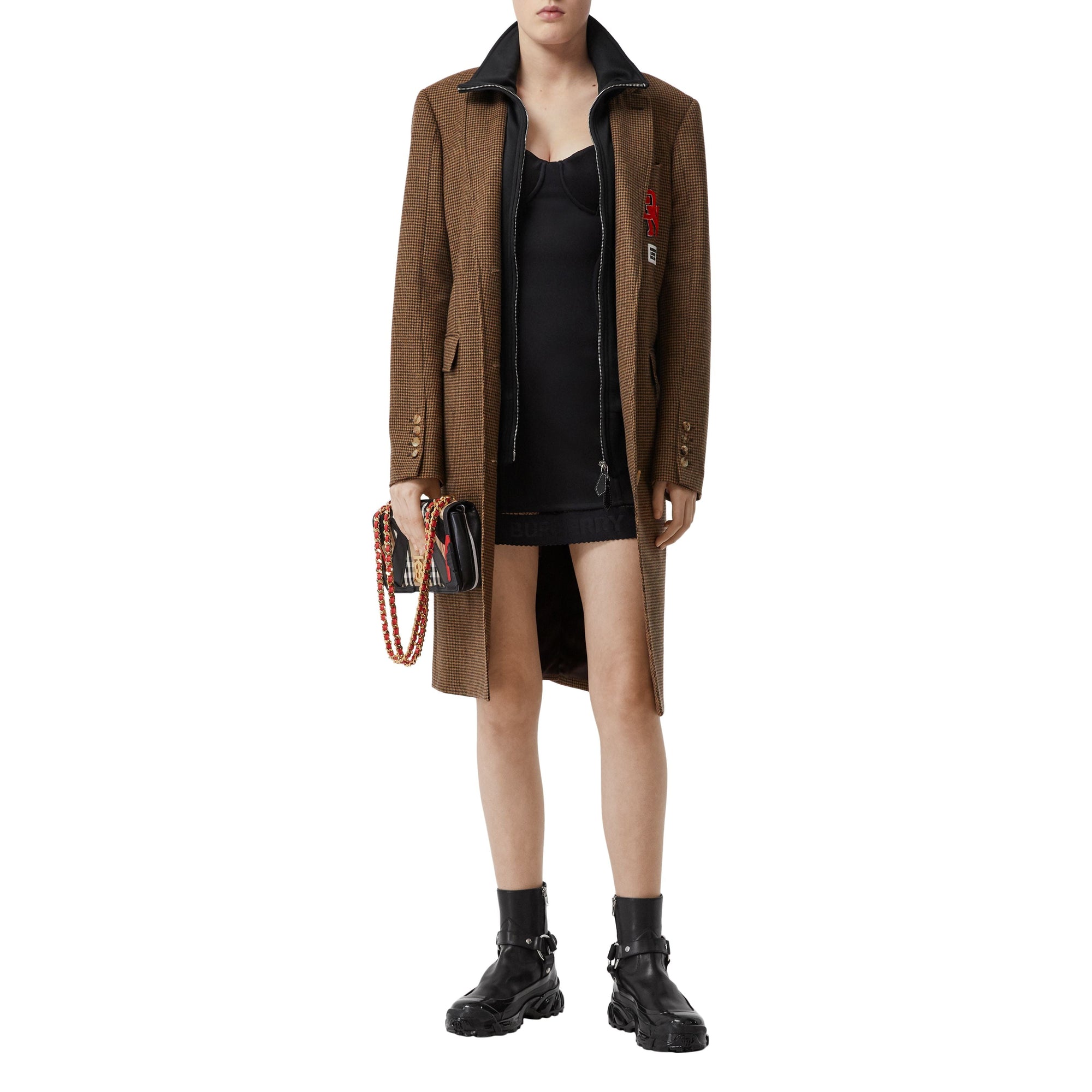 BROWN Manteau habillé check et pied de poule façon haut de survêtement