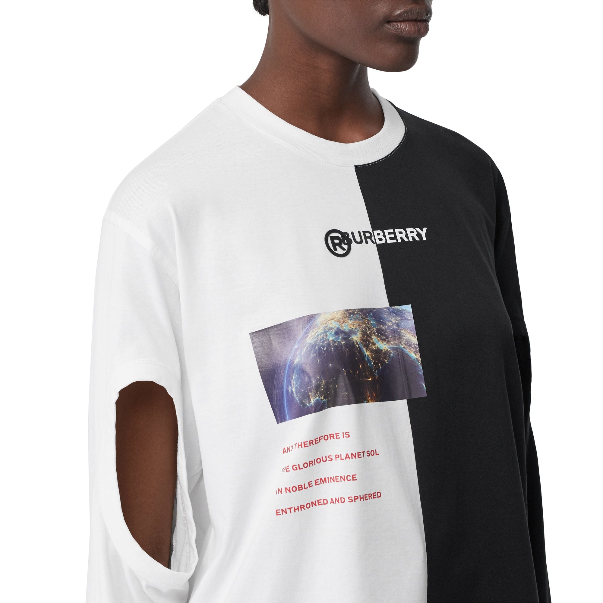 BLACK Haut oversize en coton à imprimé montage avec manches à découpes