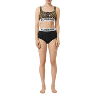 Bikini à imprimé léopard avec logo - Moutarde sombre
