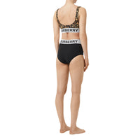 Bikini à imprimé léopard avec logo - Moutarde sombre