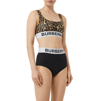 Bikini à imprimé léopard avec logo - Moutarde sombre