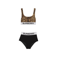 Bikini à imprimé léopard avec logo - Moutarde sombre