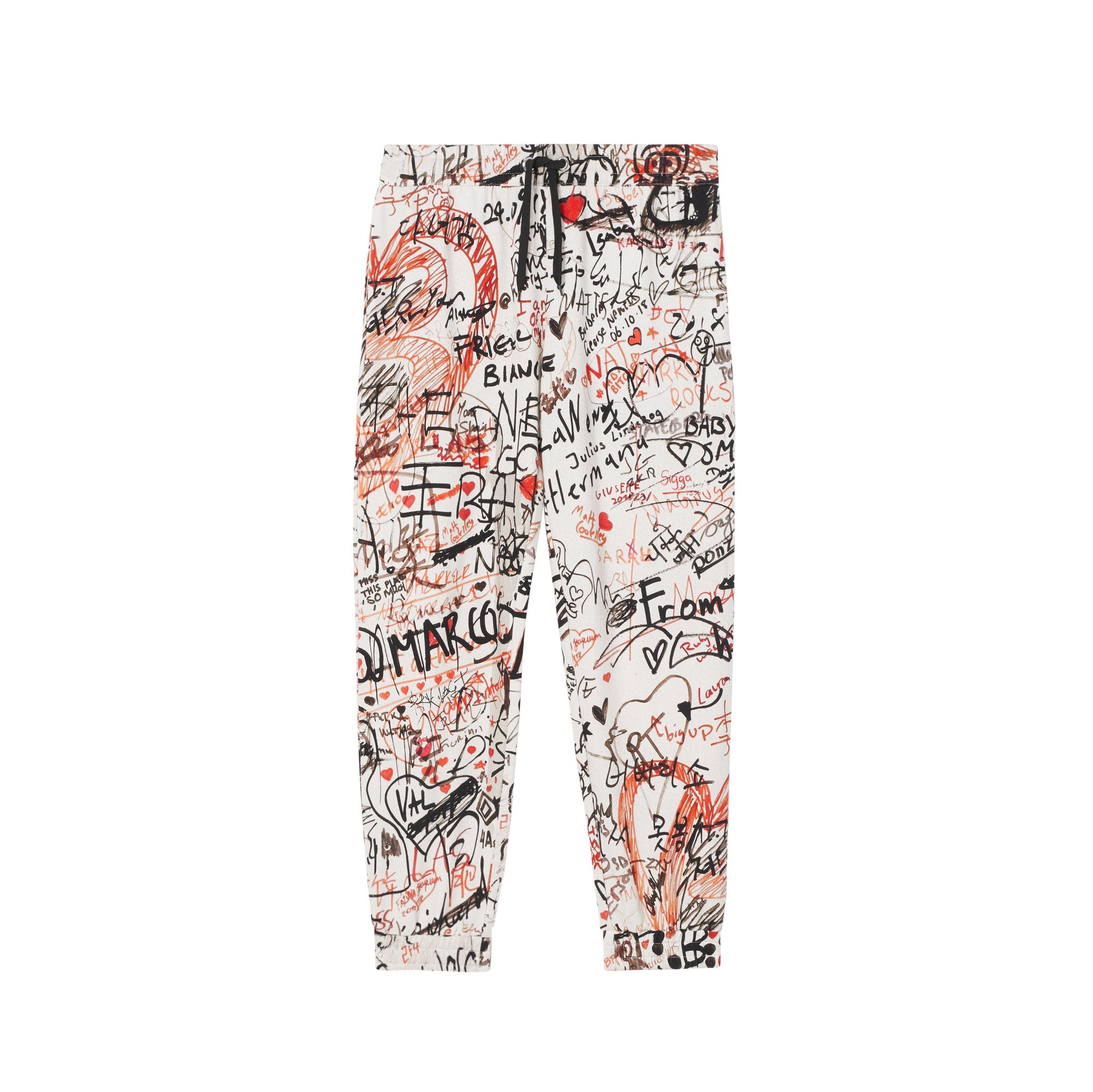 Pantalon de survêtement en coton à imprimé graffiti - Blanc naturel