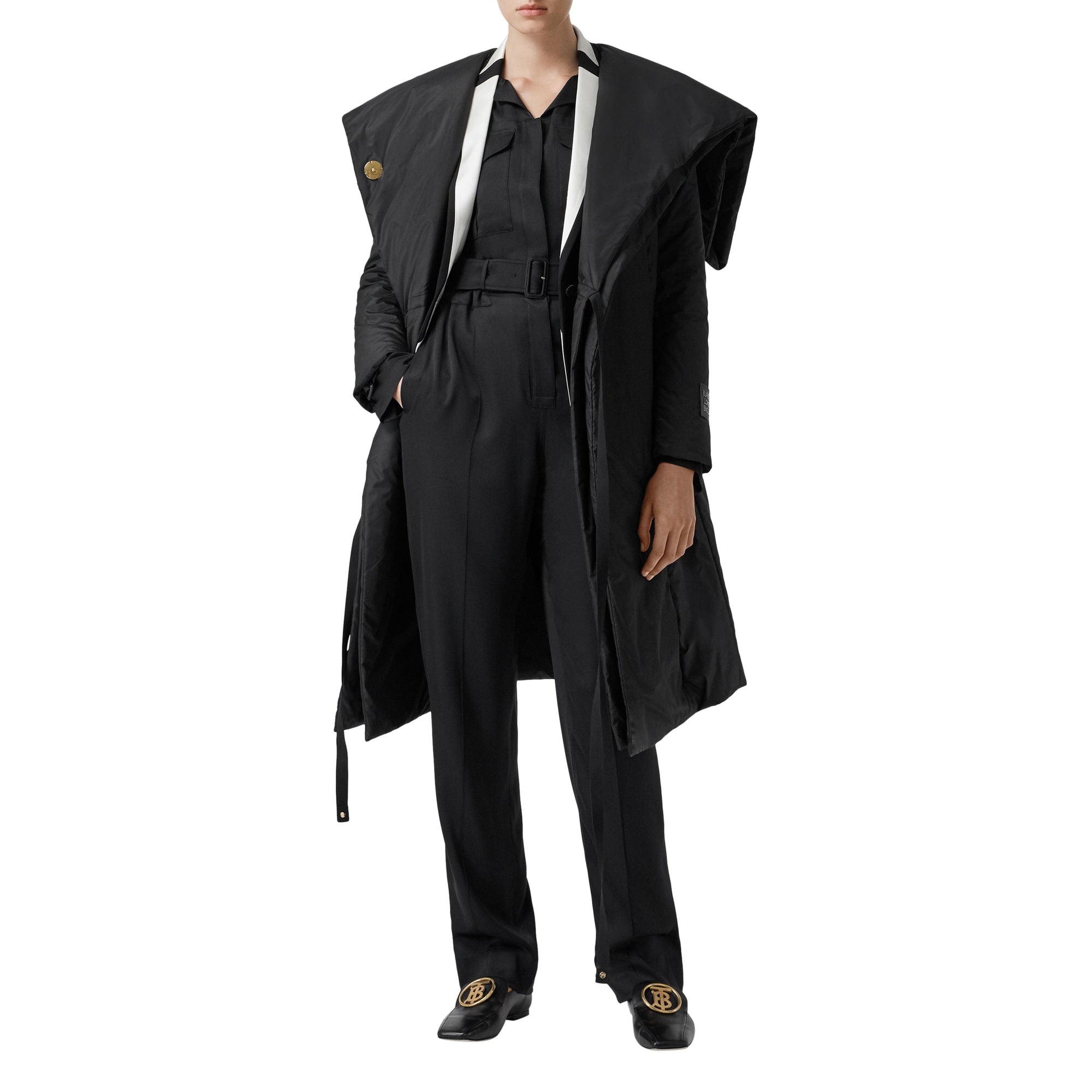 BLACK Manteau portefeuille en soie mélangée avec détail façon cape