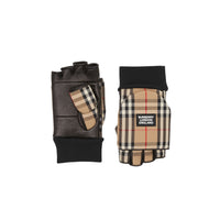 Moufles en cuir d'agneau avec logo et vintage check - Beige d'archive