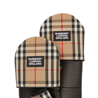 Moufles en cuir d'agneau avec logo et vintage check - Beige d'archive