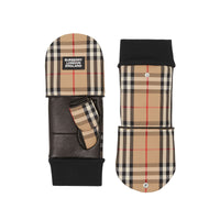 Moufles en cuir d'agneau avec logo et vintage check - Beige d'archive