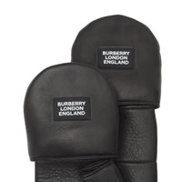 Moufles en cuir d'agneau avec logo appliqué - Noir