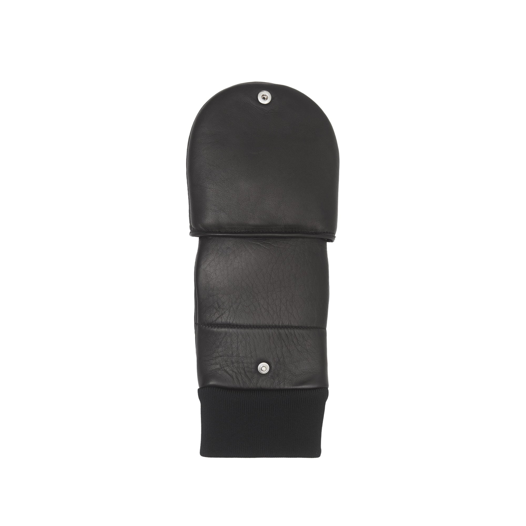 Moufles en cuir d'agneau avec logo appliqué - Noir