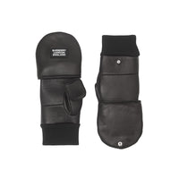 Moufles en cuir d'agneau avec logo appliqué - Noir