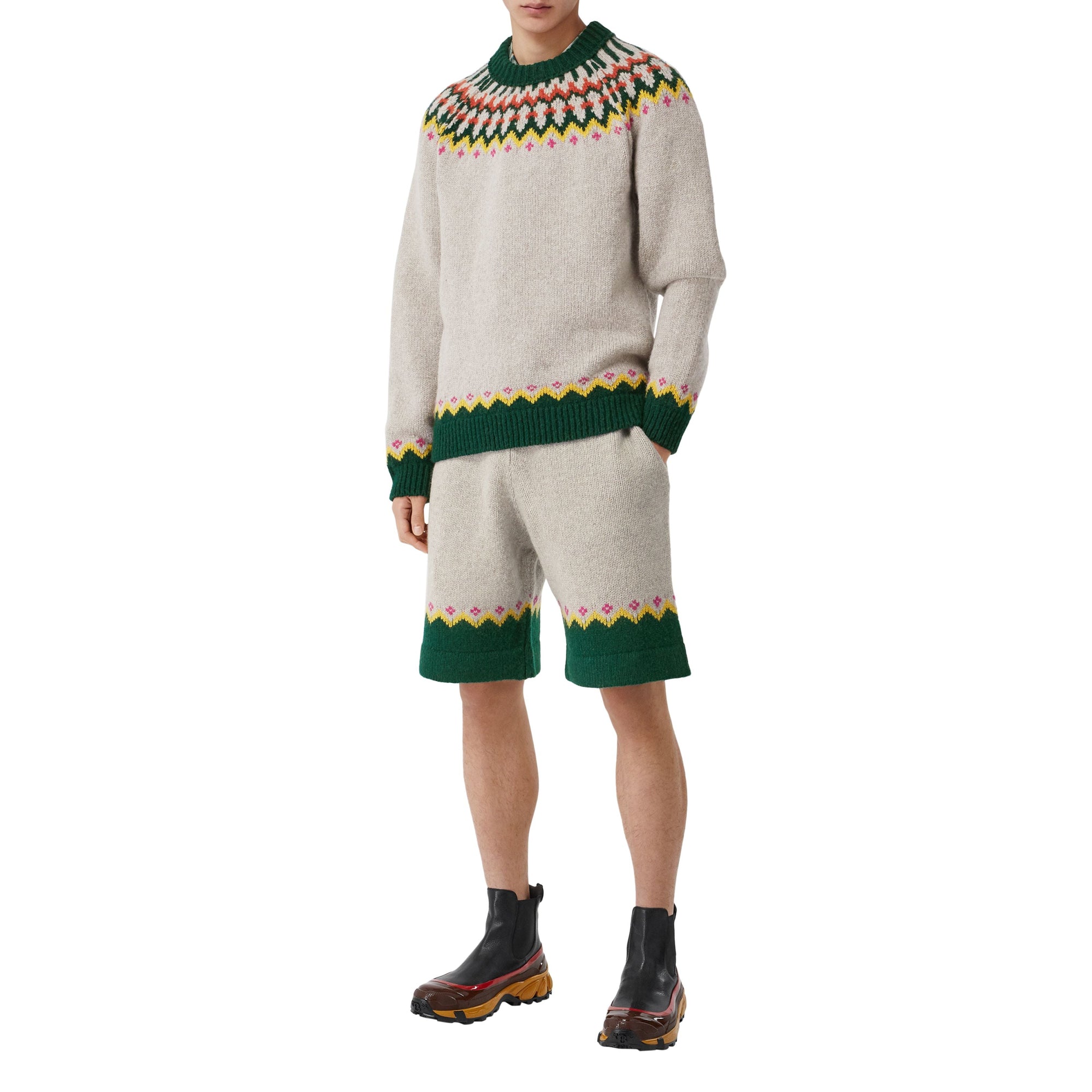 SESAME Short en laine à cordon de serrage et motif Fair Isle