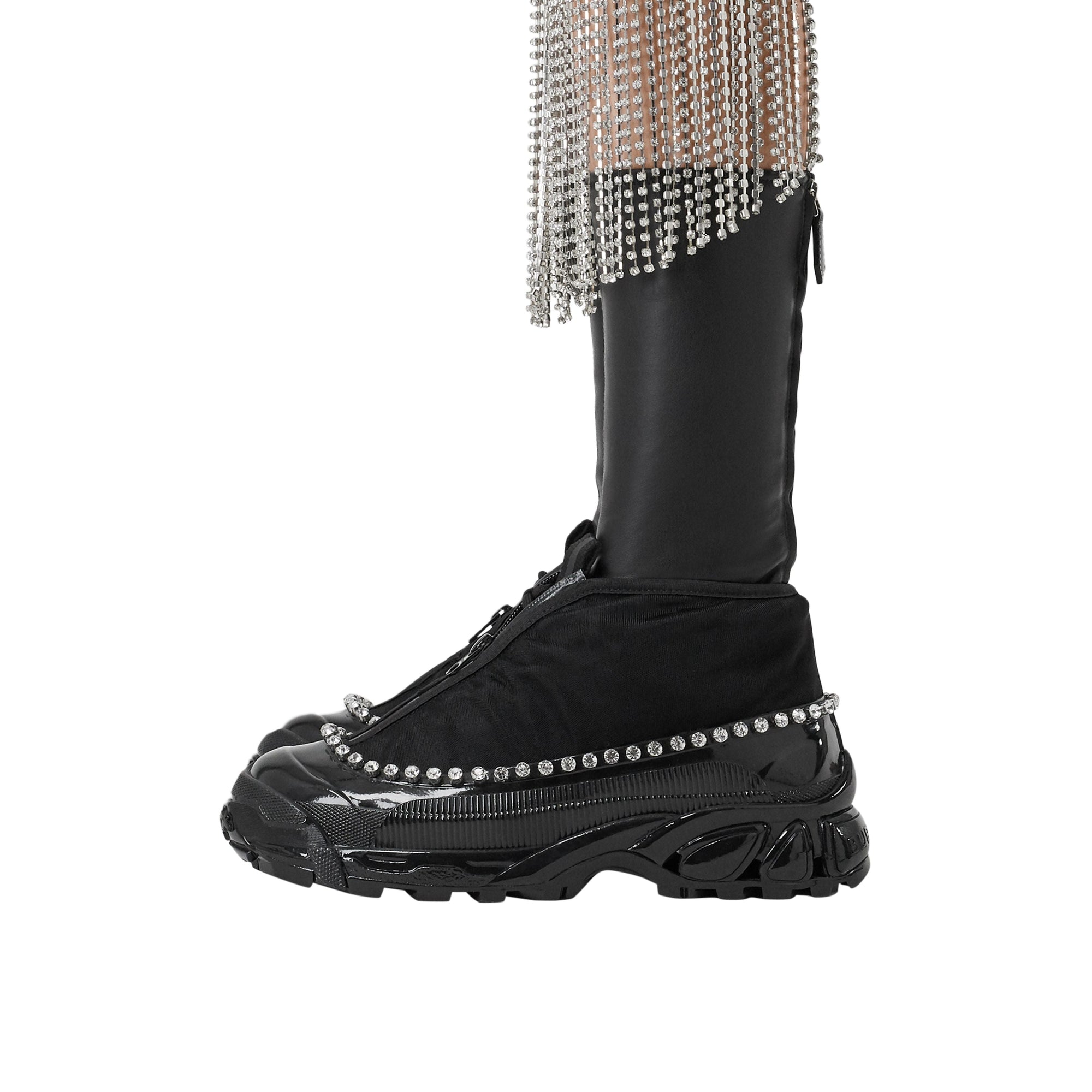 BLACK Sneakers Arthur en mesh, nylon et cuir velours avec cristaux