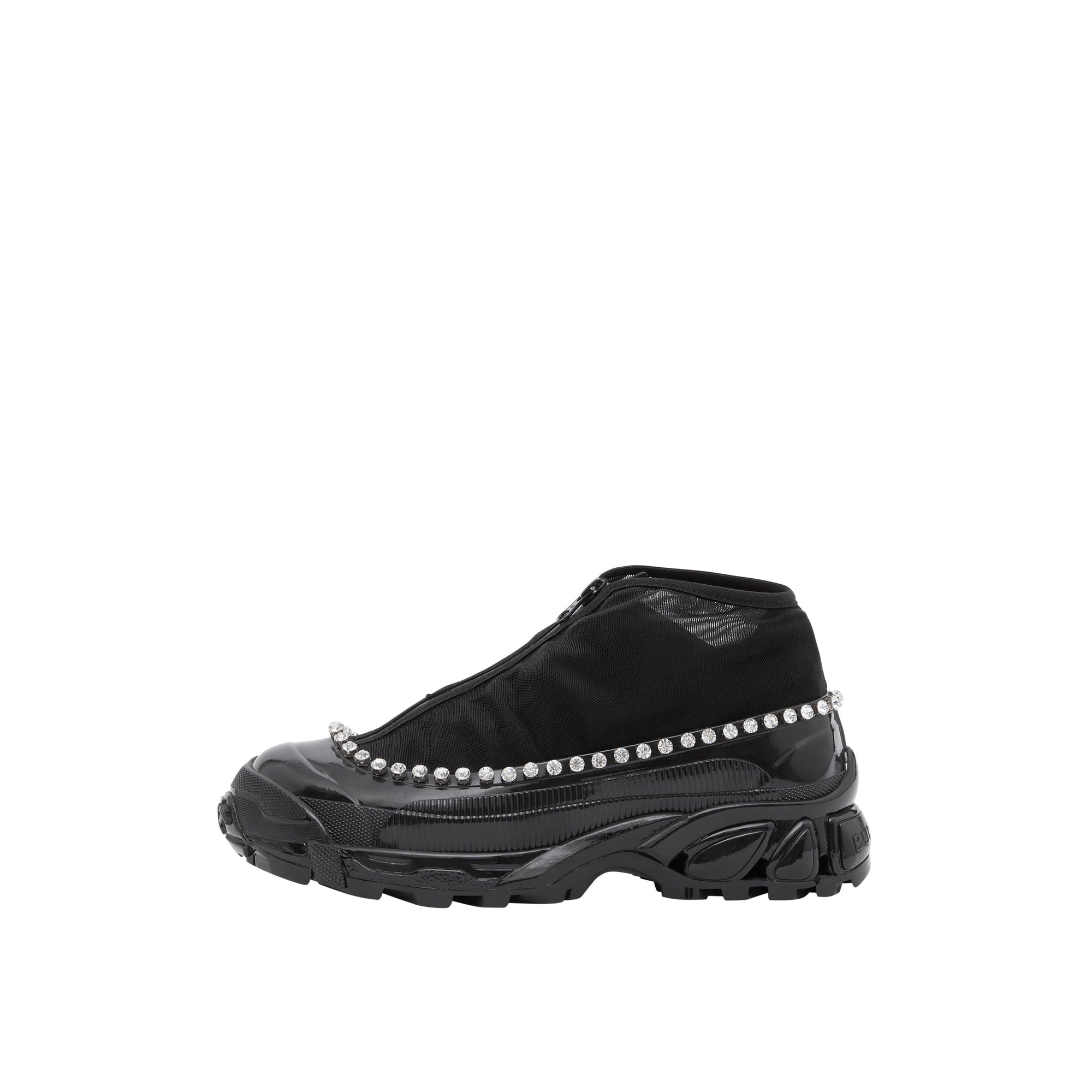 BLACK Sneakers Arthur en mesh, nylon et cuir velours avec cristaux