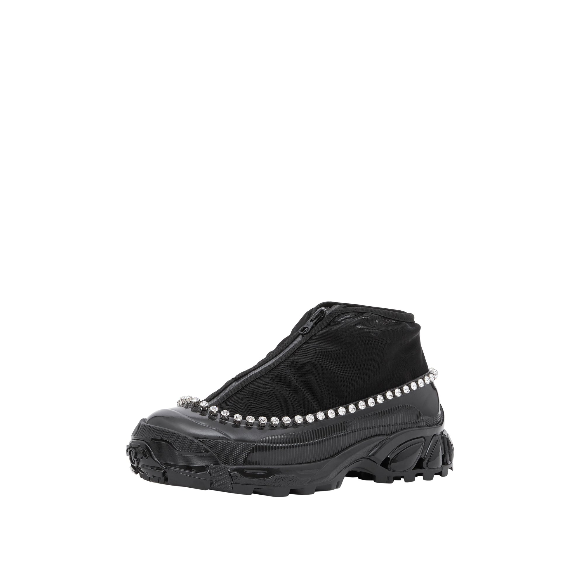 BLACK Sneakers Arthur en mesh, nylon et cuir velours avec cristaux