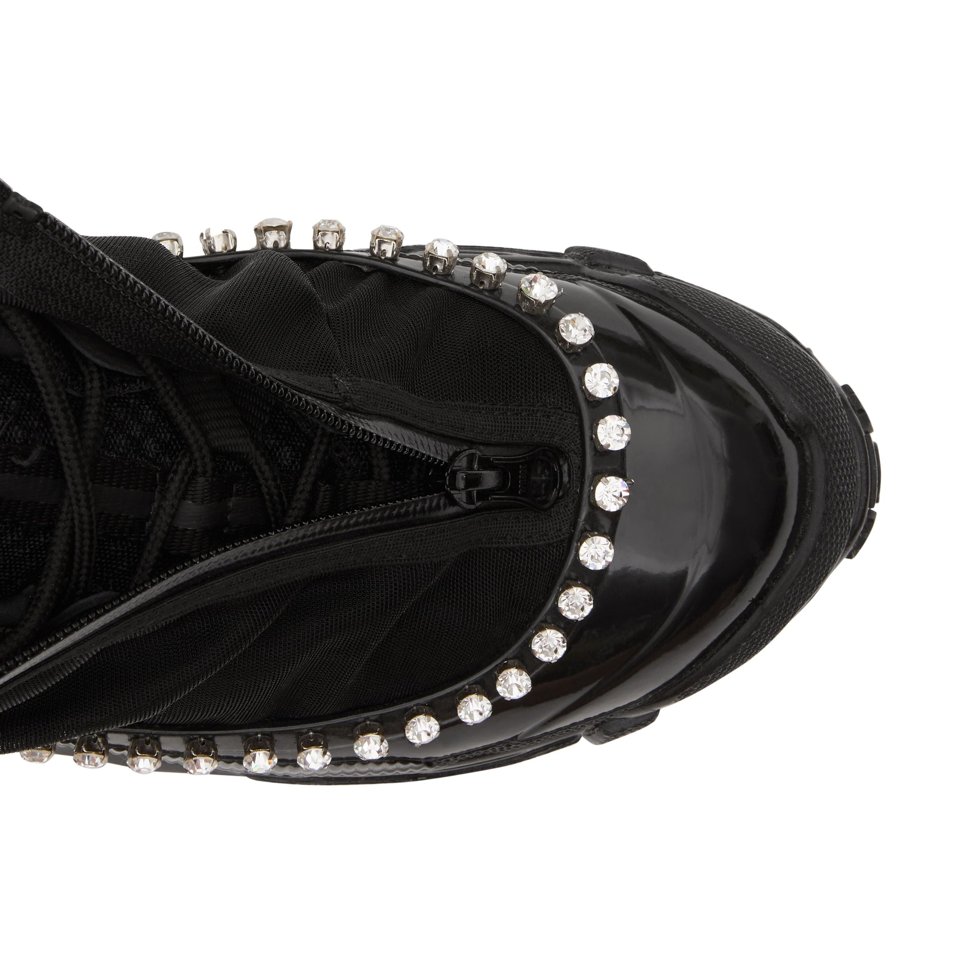 BLACK Sneakers Arthur en mesh, nylon et cuir velours avec cristaux