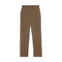 FAWN CHK Pantalon de costume en laine check et pied-de-poule à rayures latérales