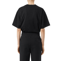 T-shirt oversize en coton avec bande arc-en-ciel - Noir