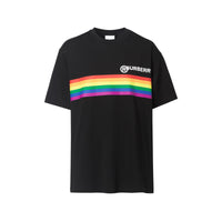 BLACK T-shirt oversize en coton avec bande arc-en-ciel