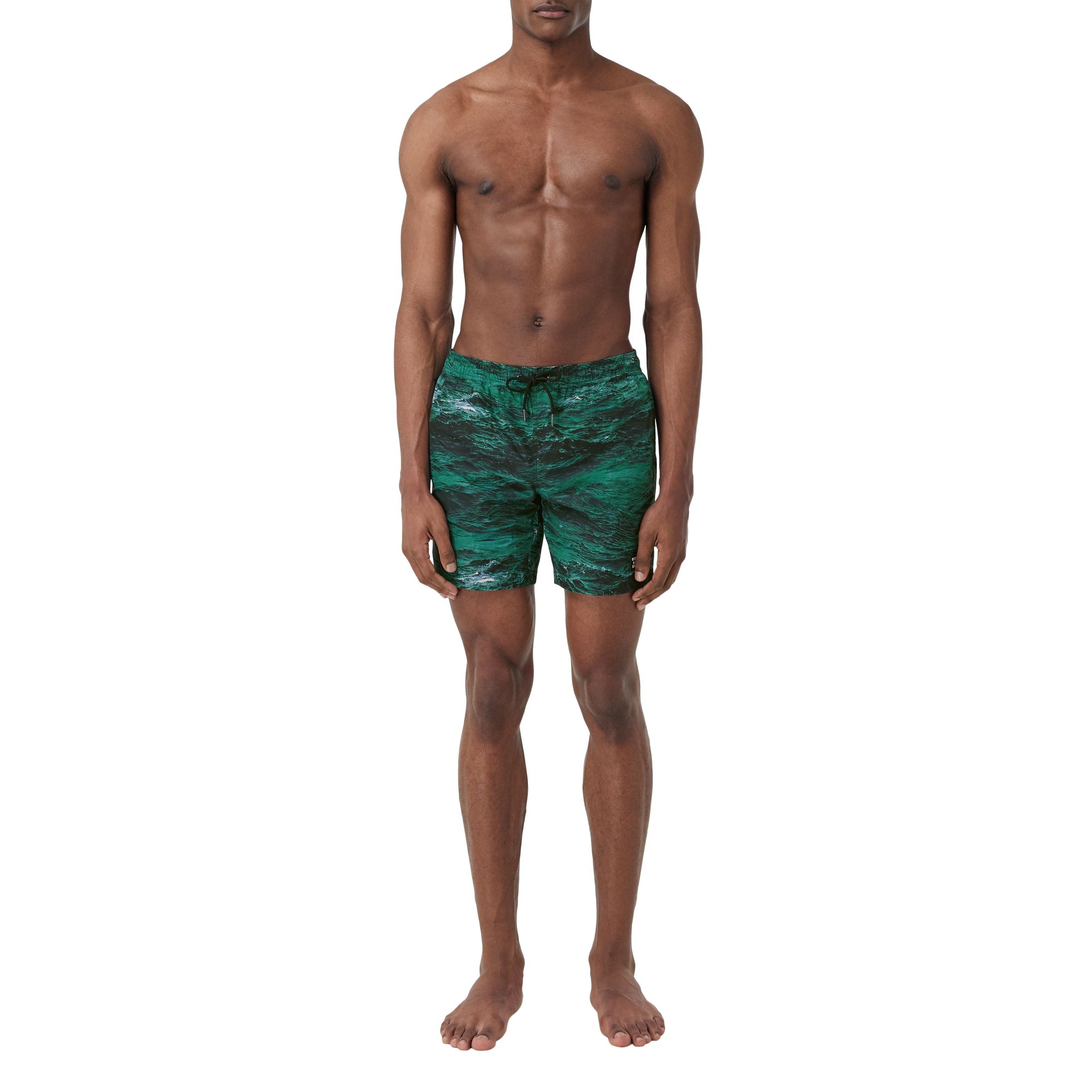 Short de bain avec cordon de serrage à imprimé marin - Bleu canard intense