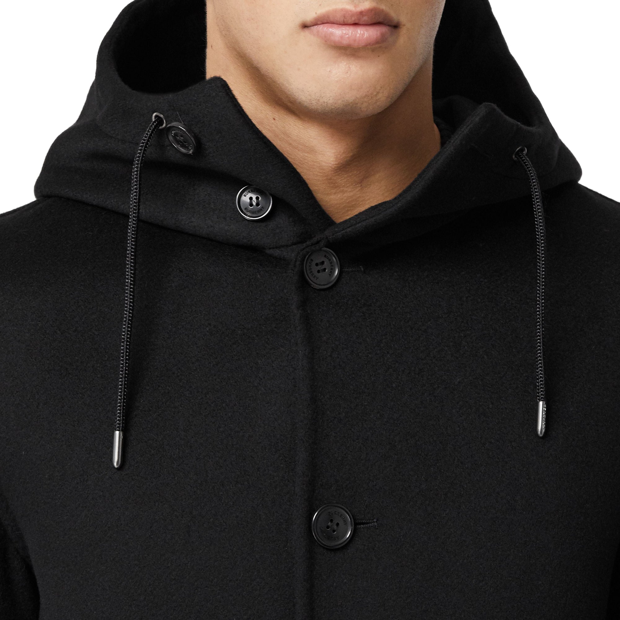 BLACK Manteau à capuche en cachemire double face