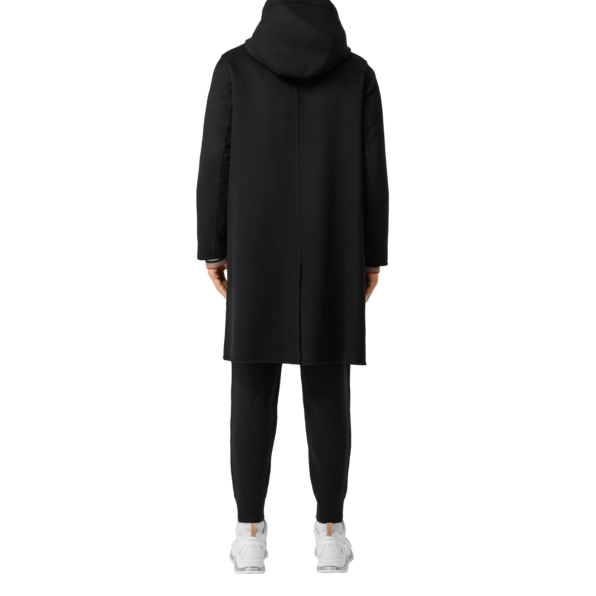 BLACK Manteau à capuche en cachemire double face